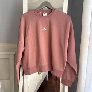 Adidas Pink Crewneck Sweater with Ribbed Cuffs